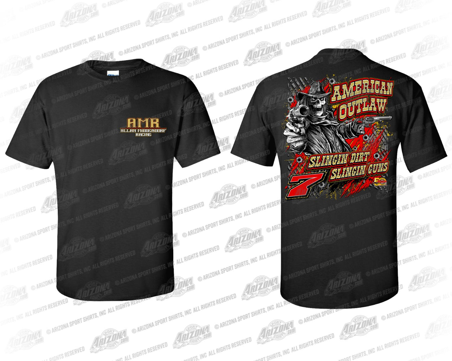 Black Slingin Dirt, Slingin Guns Adult Short Sleeve Tee