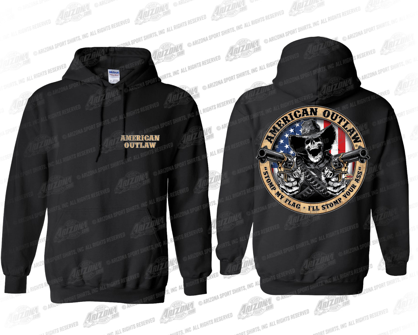 Jet Black Stomp My Flag Adult Hooded Sweatshirt