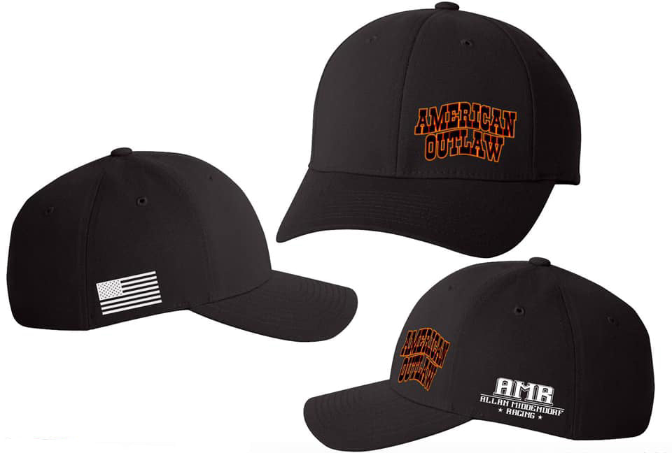Black American Outlaw Logo FlexFit Hat