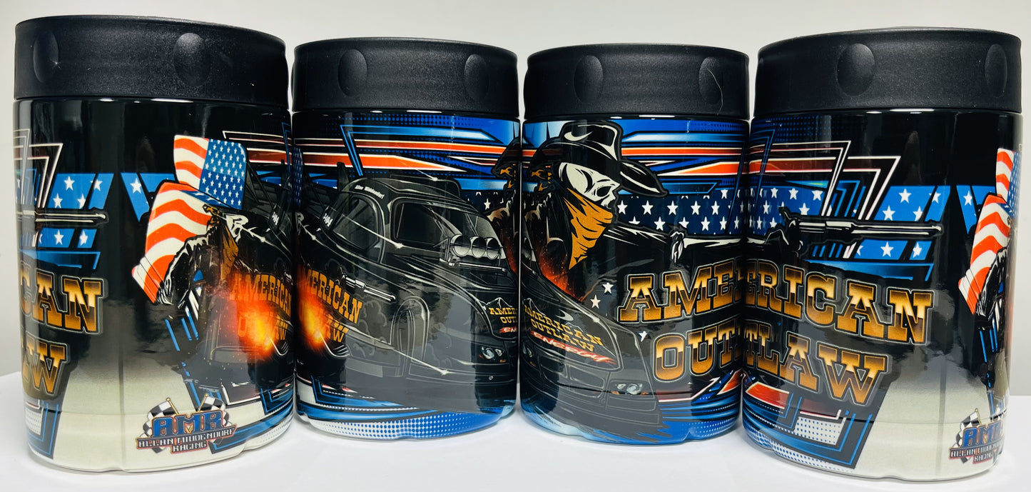 Black / Blue American Outlaw Stainless Can Koozie