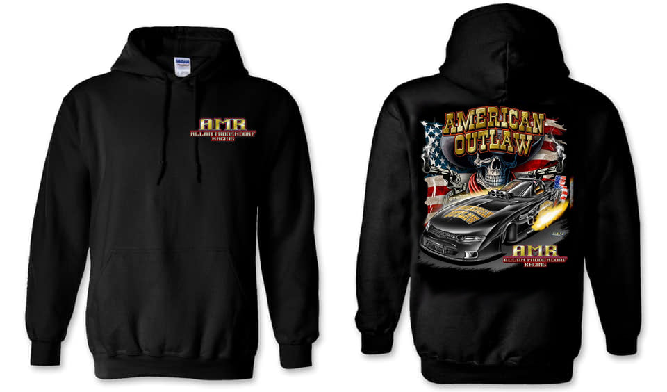 Black American Outlaw Stars-N-Stripes Adult Hooded Sweatshirt