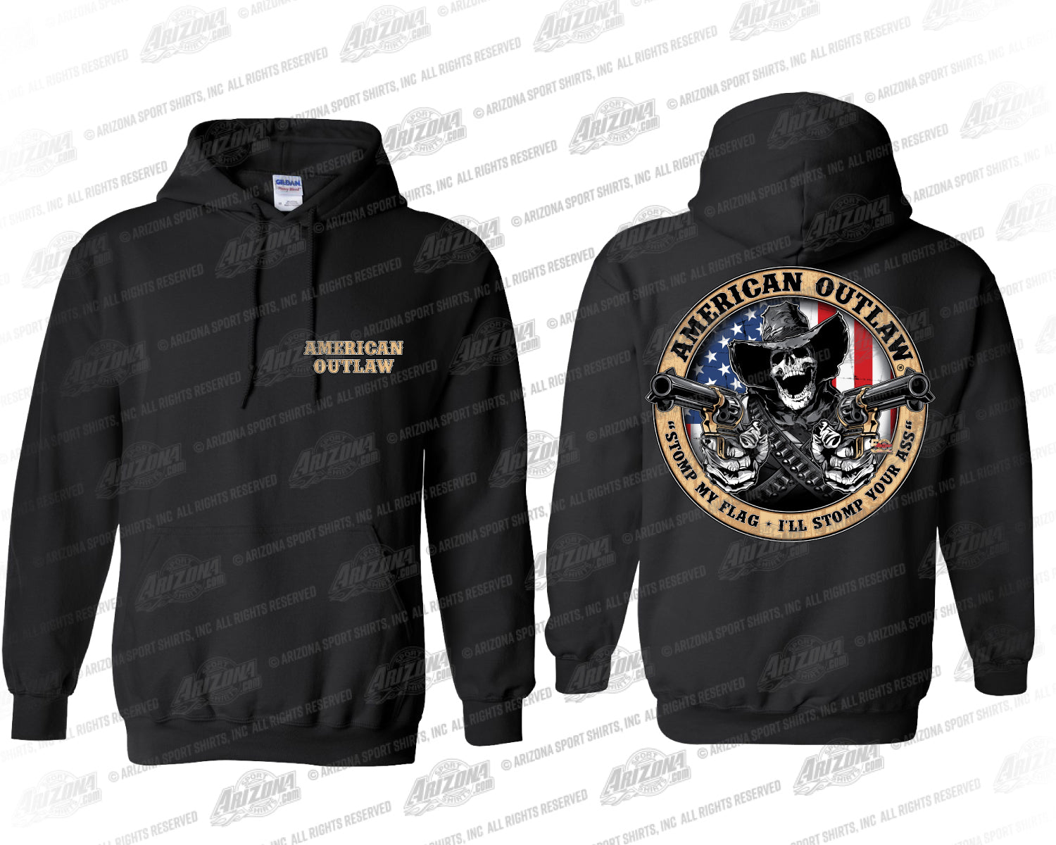 Jet Black Stomp My Flag Adult Hooded Sweatshirt