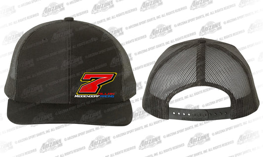 Black / Black Mesh Allan Middendorf Racing #7 Snap Back Hat