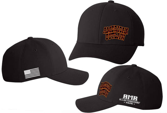 SALE! Black American Outlaw Logo FlexFit Hat