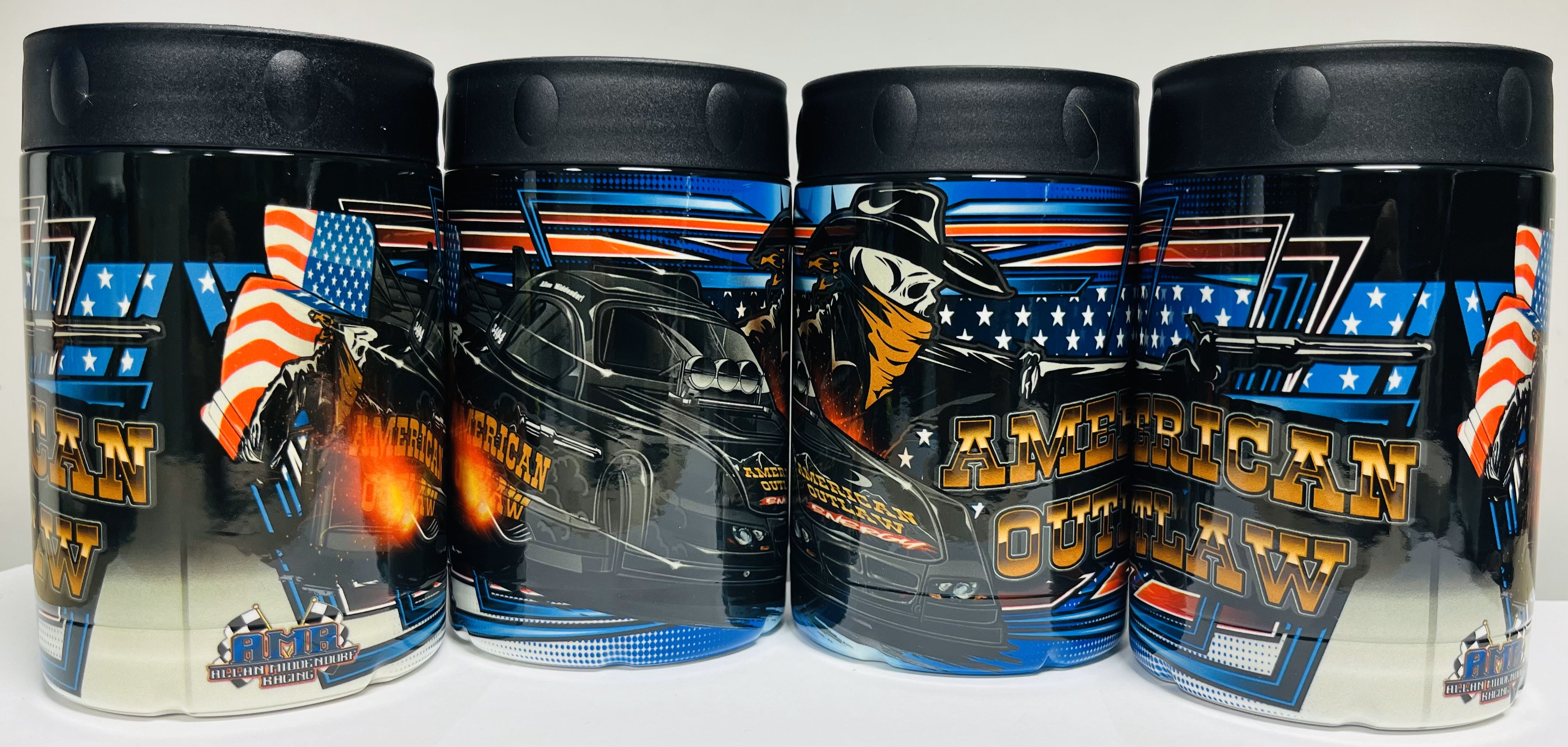 Black / Blue American Outlaw Stainless Can Koozie