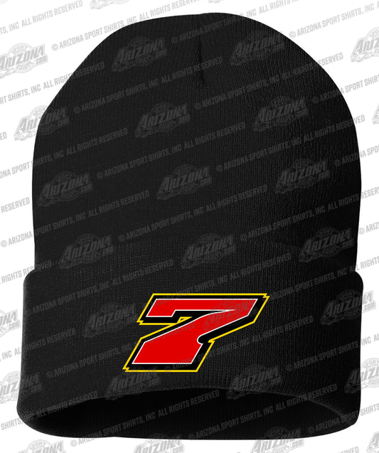 Black #7 Late Model Cuffed Beanie