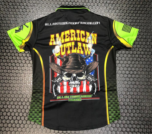 SALE! Multi-Color American Outlaw / Allan Middendorf Racing Starting Line Shirt
