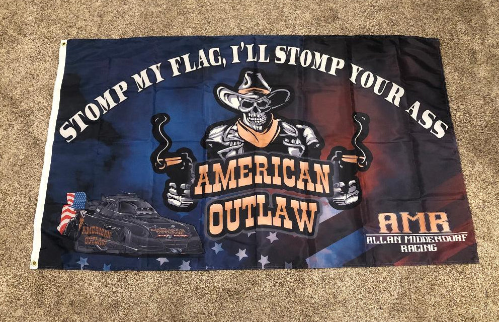 SALE! American Outlaw Stomp Your Ass Flag – Allan Middendorf Racing LLC